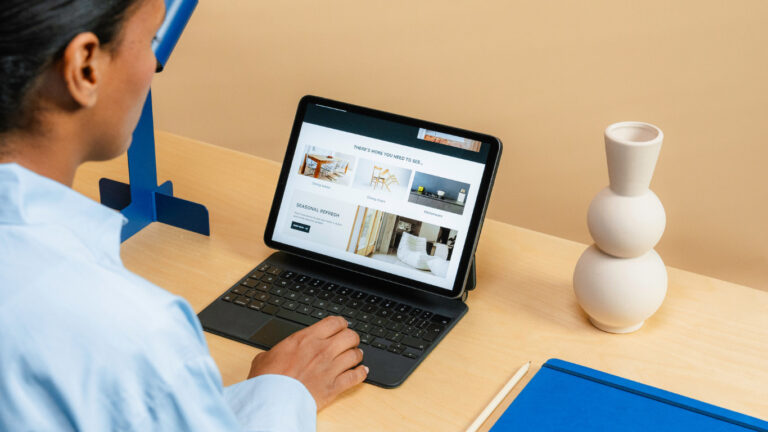 Woman on laptop using VPN